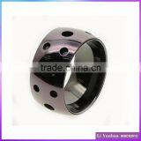 Stainless Steel Wide Black Laser-cut Hole Rings thumbnail-1