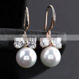 High Qulity Round Pearl With Butterlfy Zircon Gold Plated Earrings Elegant Fashion Bijoux Jewelry thumbnail-1