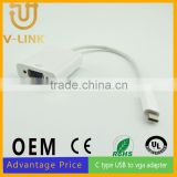 Manufacture M/F data cable usb 3.1 c type to VGA for laptop