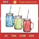 Colour Vintage Drinking Glass Mason Jar Sipper With Screw Cap Supplier's Choice thumbnail-6