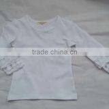 New Organic 95% Cotton 5% Spandex Best Selling Blank White Ruffles Kids t Shirt Wholesale thumbnail-5