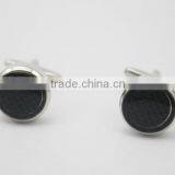 Round Black Carbon Fiber Inlay Cufflinks Carbon Fiber Mens Cufflinks thumbnail-2