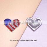 (M0286) 23mmx20mm Rhinestone Embellishment ,silver Plating,flat Back,colorful Crystals