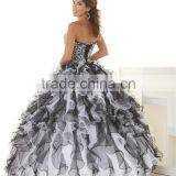Classic Designer Ball Gown Sweetheart Black and White Sexy Leopard Western Quinceanera Dresses With Detachable Skirt CYQ-004 thumbnail-4