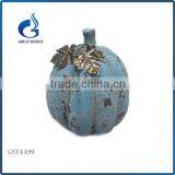 Blue Color Ceramic Halloween Pumpkin With Metal Leaves for Sale thumbnail-6