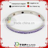 Latest design fashion luxury design high quality competitive price stainless steel energy bangle with crystal