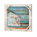 Wooden Framed Colorful Wall Printing With Rope