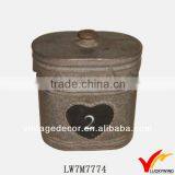 Handled Rusty Antique Square Metal Box Storage Furniture