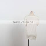 OEM Softextile White Top Shirt Girl Woman Short Sleeves Emibroidery Flower Fashion Plain Shirt thumbnail-3