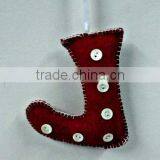 Red Velvet Stockings With Buttons X-Mas Hanging,Ornament & Decoration for Christmas Tree thumbnail-1