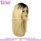 Qingdao Factory Price Brazilian Human Virgin Hair Ombre 613 Blonde Glueless Lace Front Wigs For White Women thumbnail-1