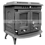 best sell cast iron wood burning double door heat stove for indoor use