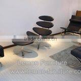 Indoor Chaise Lounge Poul Volther Leather Corona Chair With Ottoman in Living Room thumbnail-5