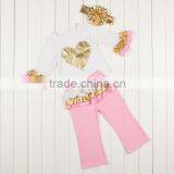 Christmas Tree Children Boutique Clothing Sets Girls Christmas Outfit Days Outfits Kids Clothes For Santa Sequin Gold Ruffles thumbnail-4