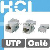 Cat6 UL 180 Degree Unshielded UTP Dual IDC Modular Keystone Jack With Shutter