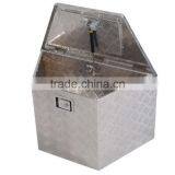 Trailer Tongue Tool Box Short Silver Aluminum Lockable Storage Chest Box thumbnail-3