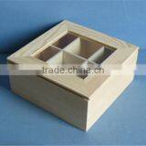 Hot Selling Handmade Wooden Compartment Boxes With Clear Lid thumbnail-1