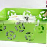 China Supplier Fancy Green Metal Engraving Desk Sundry Storage Basket thumbnail-1
