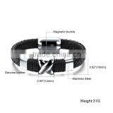 2017 Custom Mens Wholesale Black Braided Leather Bracelet thumbnail-5