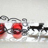 RH-4566 Christmas Reindeer Sleigh Metal Candle Holder With 3 Red Glass Candle Holder thumbnail-2