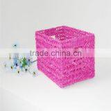 Home Garden Handwork Paper Rope Made File Book Storage Basket With Handle thumbnail-5