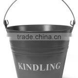 Powder Coat Kindling Bucket With Wooden Handle thumbnail-5