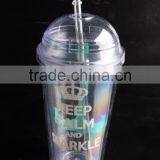 16oz Bpa Free Plastic Reusable Double Wall Tumbler With Dome Lid thumbnail-4
