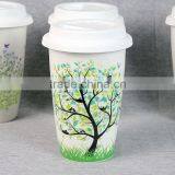 Bone China Double Layer Porcelain Coffee Mug With Silicone Pad