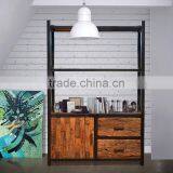 Bookcase Iron Rustic With Teak Wood Furniture thumbnail-1
