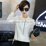 2017 Korean Design Pure Color Long Sleeve Ladies Tops Fashion Women Chiffon Blouse Designs thumbnail-3