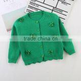 High Fashion Knitwear 100 Handmade Baby Sweater With Applique 3D Flowers thumbnail-2