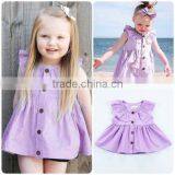 2017 New Design Hot Sale Summer Dress Wholesale Purple Cotton Clothing Boutique Custom Kids Baby 3-5 Year Old Girl Dress thumbnail-6