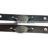 English Words Logo Bracelets,alloy Charm Leather Cuff Bracelet,unique Jewelry Gifts Bracelets thumbnail-3