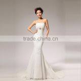 2017 Fashion Custom Lace Halter Wedding Dress Shoulder off Tie Back Dress Fishtail Wedding Evening Dress thumbnail-3