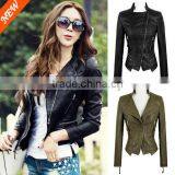 Faux Leather Black Plain Cool Streetwear Custom Varsity Jacket Wholesale thumbnail-2