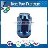 Made in Taiwan Black Bulge Open Ended Blue Thread Chrome Bulge Acorn Lug Nut thumbnail-4