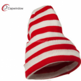 Red White Long Beanie Winter Hats Dual Layers With Pure Acrylic