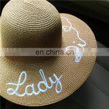 Letters Embroid Large Eaves Straw Hat Vogue Sunshade Sandbeach Hat thumbnail-5