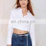 Latest Lady Blouse & Top Long Sleeve Cotton Fabric Women Blouse Top thumbnail-2