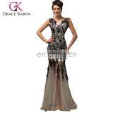 New Arrival Grace Karin Sleeveless Fashion Lace Red Black Mermaid Prom Dress CL007588-1 thumbnail-1