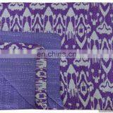 60"x90" Ralli Blanket Handmade Bedspread Bedding Ndian Reversible Kantha Quilt Handmade Ikat Print Bedspread Twin Size Throw thumbnail-4