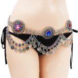 New Women Gold Metal Chain Ethnic Style Bohemian Fashion Wide Band Belly Dancing Belt Bell Coin Charms Hip High Waist Plus Size L XL XXL thumbnail-4