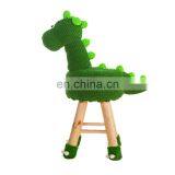 Yarncrafts Handmade Stuffed Little Dinosaur Animal Shape Kids Decoration Wooden Stool