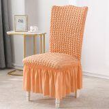 Stretch Seersucker Dining Chair Covers Chair Slipcovers With Ruffled Skirt Orange thumbnail-1