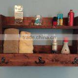 Custom Wooden Wall Kitchen Shelf With Hooks, Rustic Wood Key Holder thumbnail-4