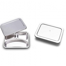 100% Stainless Steel 3 In 1 Three Compartment Divided Dinner Plate thumbnail-3