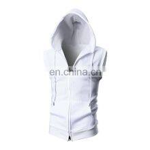 Fashionable Men's Pullover Style Gym Hoodies In Blue Color Sleeveless Customized Hoodies thumbnail-4