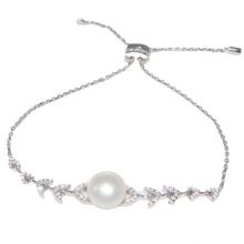 S925 sterling silver diamond freshwater pearl wheat bracelet
