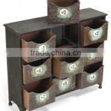 Contemporary Reclaimed Industrial Iron 9-Drawer Storage Cabinet, Vintage Style Natural and Distressed Finish Storage Cabinet