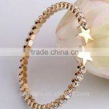 High Quality Rose Gold Plated Double Star Charm Full Rhinestone Bracelets Bangles thumbnail-6
